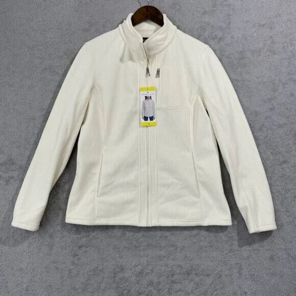 NWT Andrew Marc Womens S White Full-Zip Ribbed Jacket Polyester Spandex - Picture 2 of 8